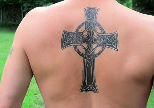 Mens Cross Tattoo on Back