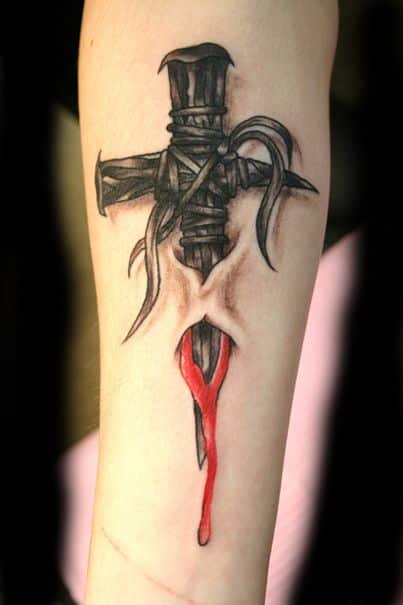 Arm of Men Cross Tattoos