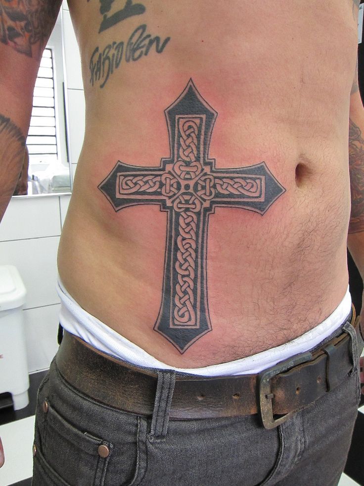 Cross Within a Cross Side Tattoo for Guys