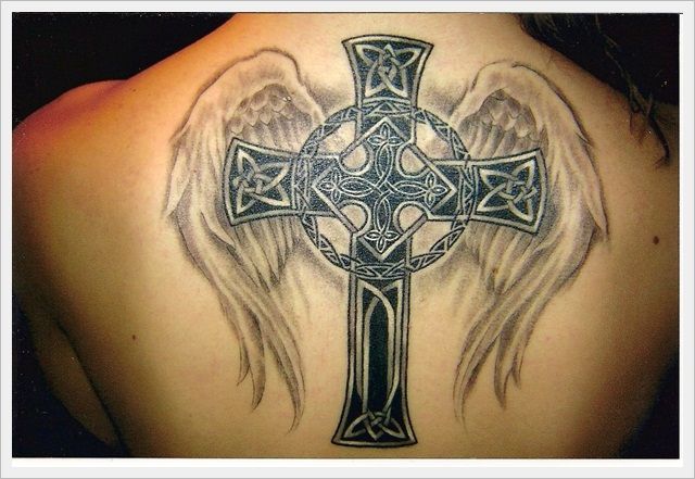 Cross Tattoo Idea on Man's Back