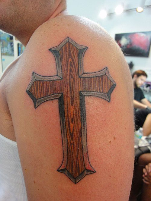 Wooden Cross Tattoo Idea