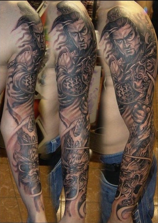 Japanese inspired sleeve tattoo for men