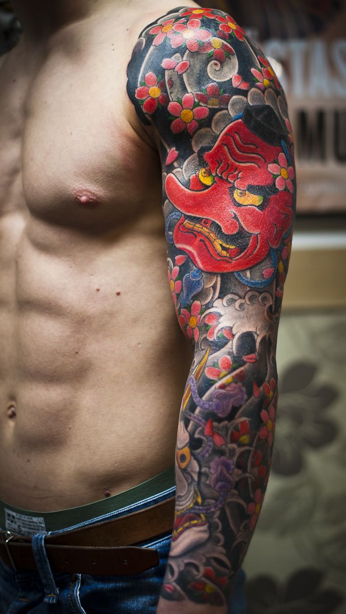 Colorful sleeve tattoo for guys