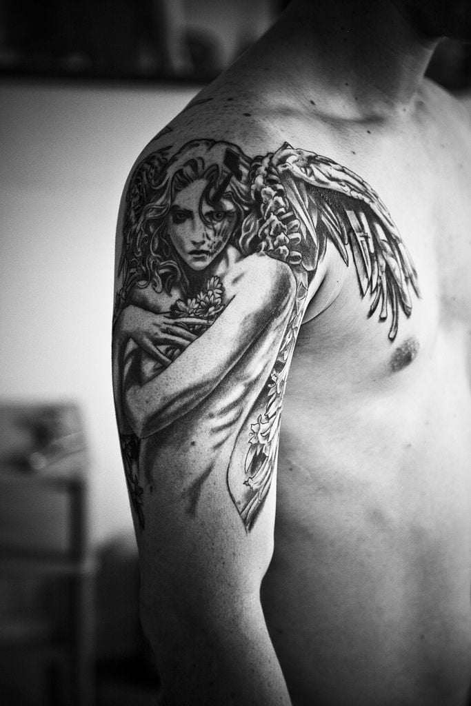 half sleeve tattoo designs for men angel