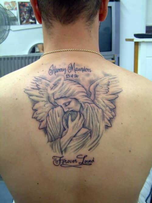 Angel back tattoo for men