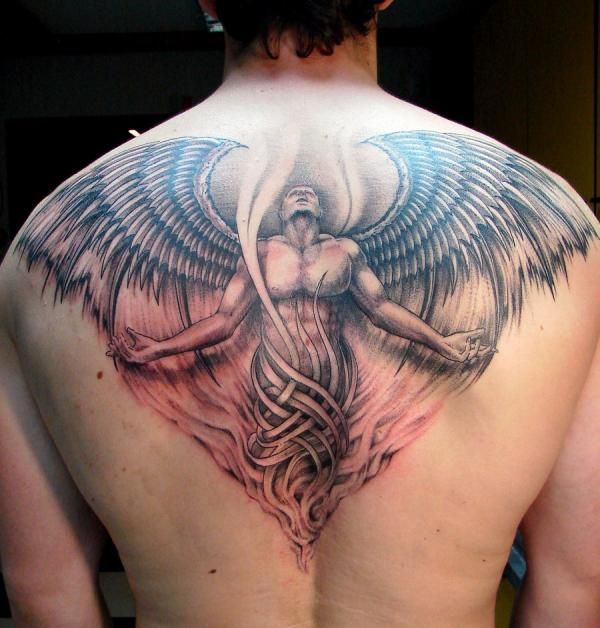 Angel back tattoo for guys