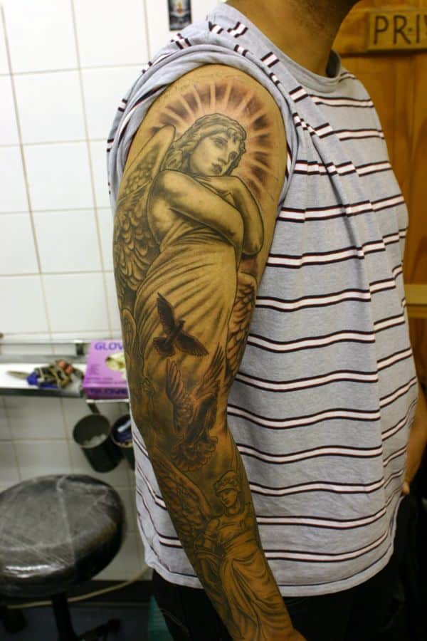 Full sleeve angel tattoo for men