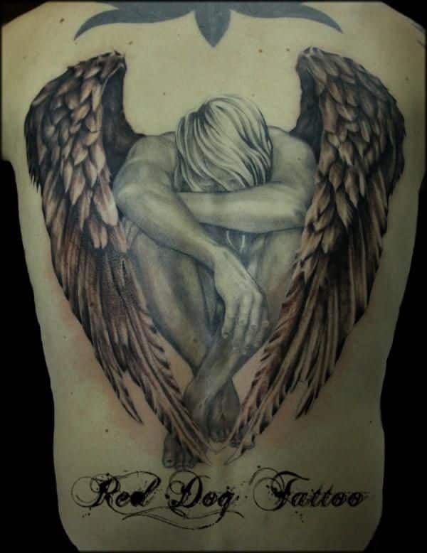 Angel tattoo for men on back