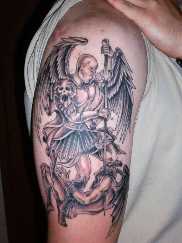 shoulder angel men's tattoo