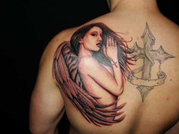 back tattoo of an angel