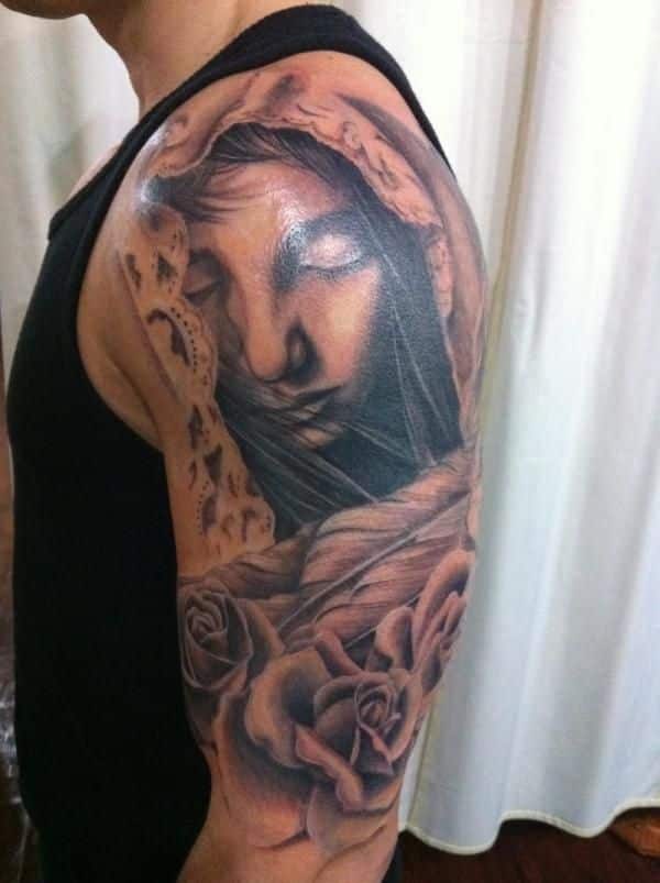 shoulder angel tattoo
