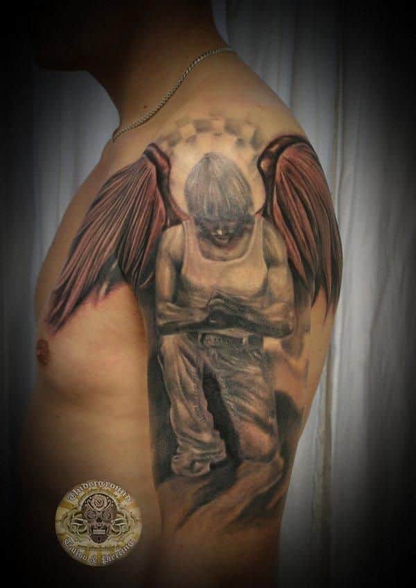winged angel tattoo for men
