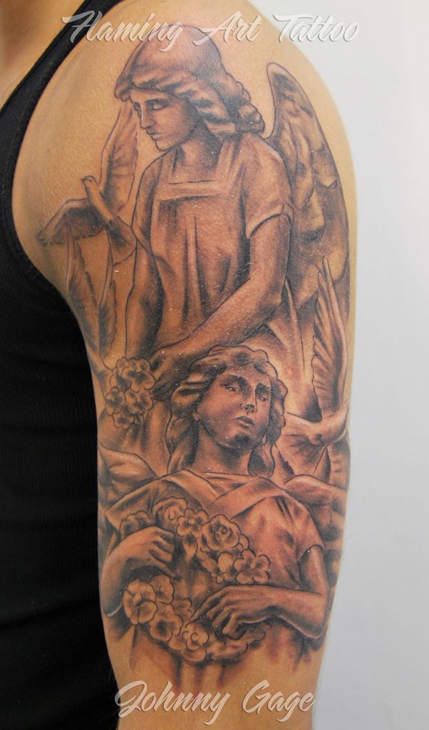 angel shoulder tattoo for guys