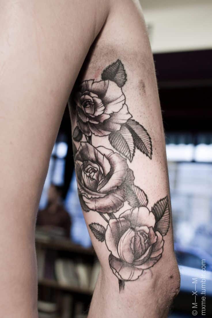 forearm rose tattoo for guys