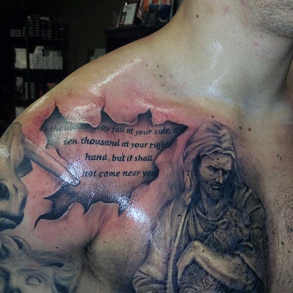 psalms 23 chest tattoo