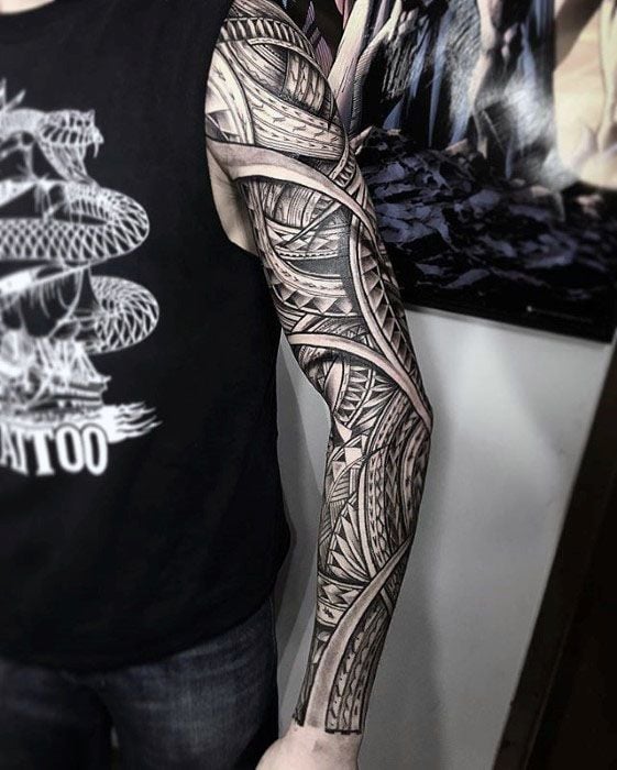 Half Sleeve Polynesian Tattoos