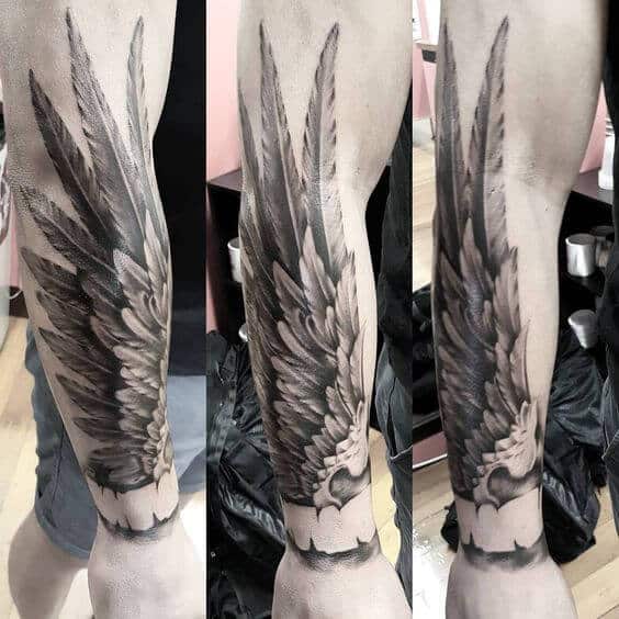 wing tattoo forearm