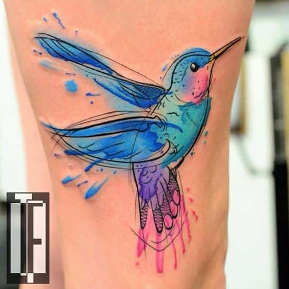 Hummingbird tattoo design for men, idea 24