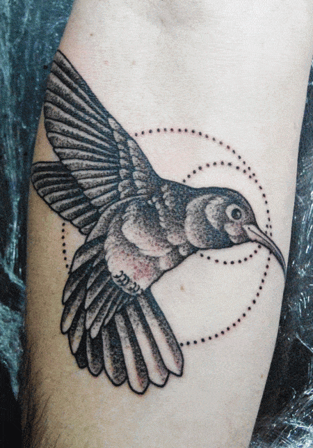 Hummingbird tattoo design for men, idea 25