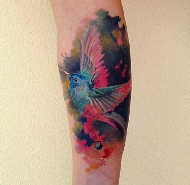 Hummingbird tattoo design for men, idea 31