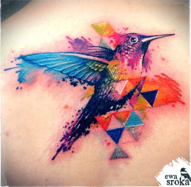 Hummingbird tattoo design for men, idea 46