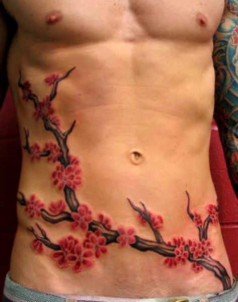 Cherry blossom tattoo design for men, idea 19