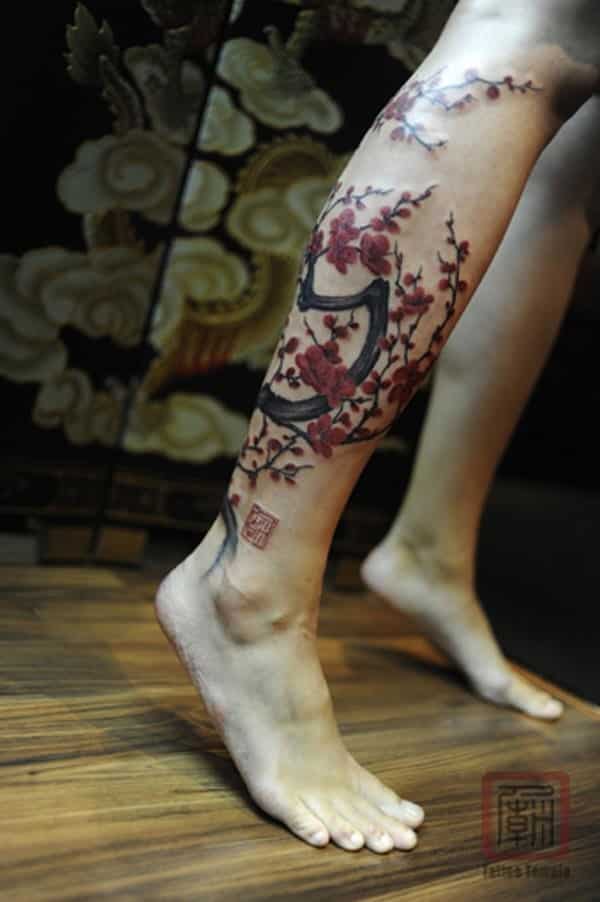 Cherry blossom tattoo design for men, idea 24