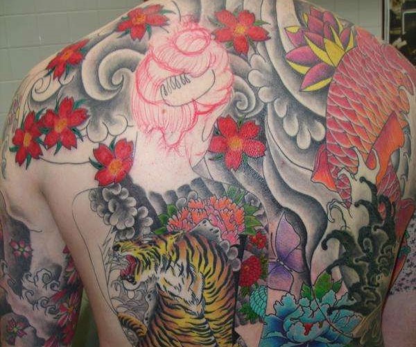 Cherry blossom tattoo design for men, idea 25
