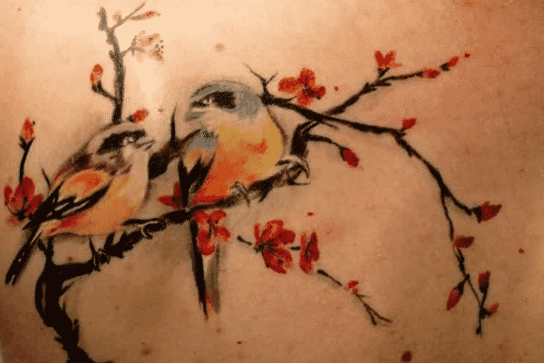 Cherry blossom tattoo design for men, idea 40