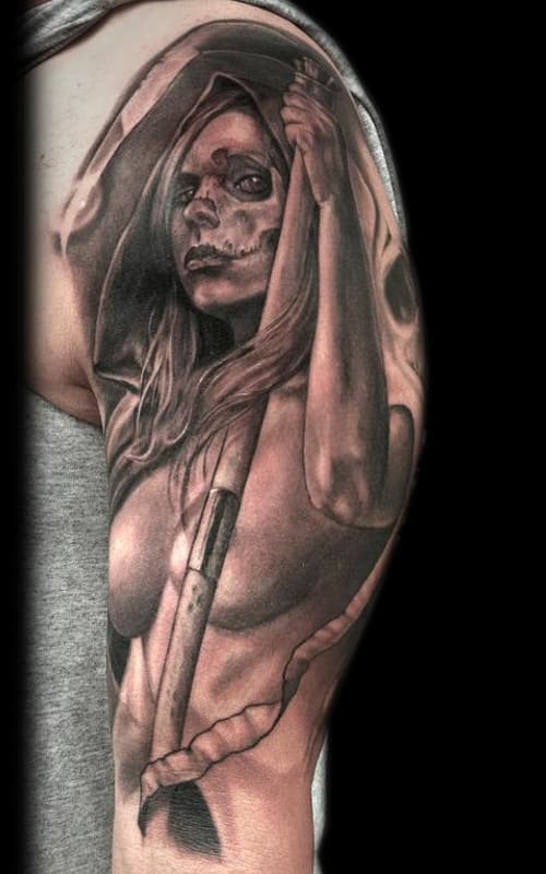 Grim reaper tattoo design for men, idea 2