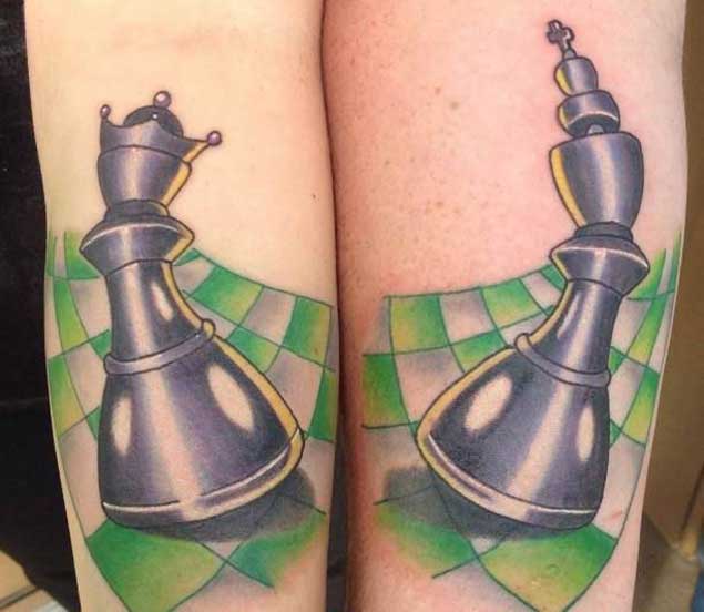 King and queen tattoo design for men, idea 13