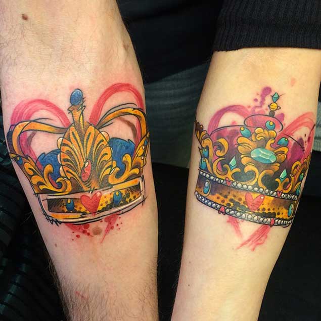 King and queen tattoo design for men, idea 37