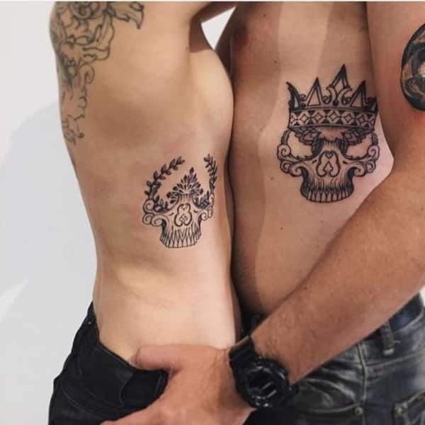 King and queen tattoo design for men, idea 43