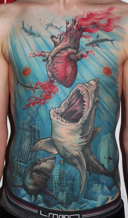 Shark tattoo design for men, idea 37