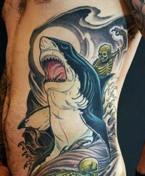 Shark tattoo design for men, idea 49