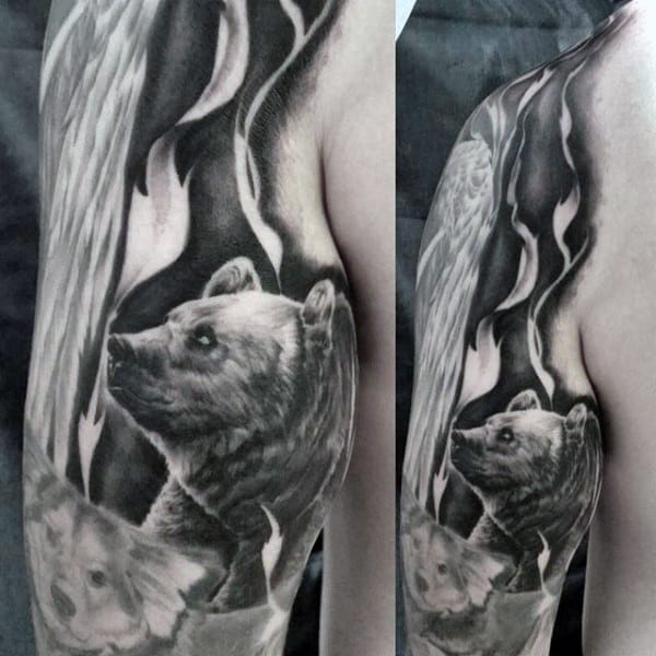 Bear tattoo design for men, idea 13