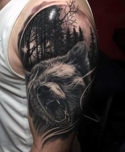 Bear tattoo design for men, idea 18