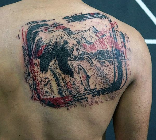 Bear tattoo design for men, idea 26