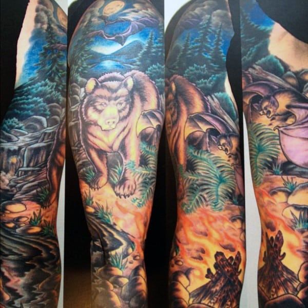 Bear tattoo design for men, idea 34
