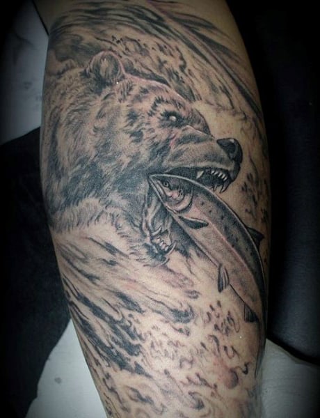 Bear tattoo design for men, idea 36