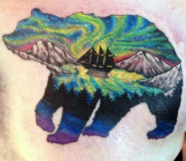 Bear tattoo design for men, idea 40