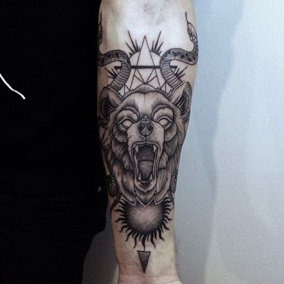 Bear tattoo design for men, idea 43