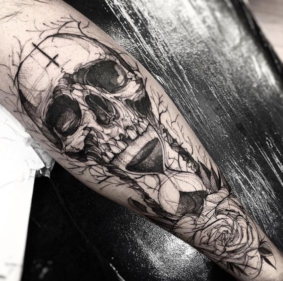 Hourglass tattoo design for men, idea 3