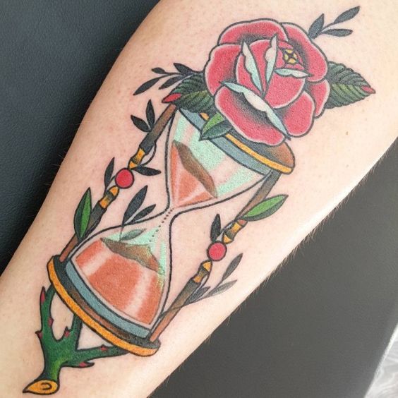Hourglass tattoo design for men, idea 5
