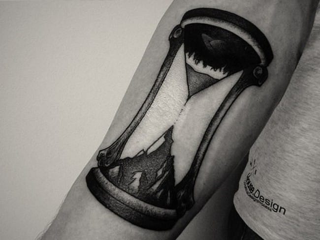Hourglass tattoo design for men, idea 22