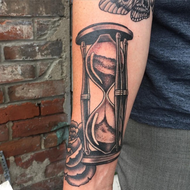 Hourglass tattoo design for men, idea 28