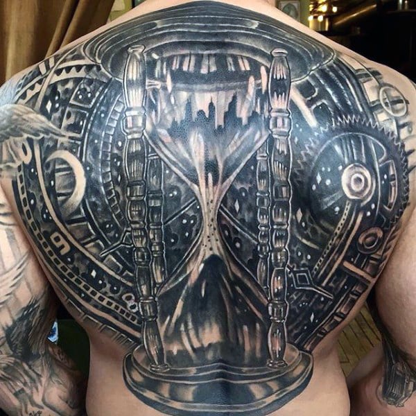 Hourglass tattoo design for men, idea 36