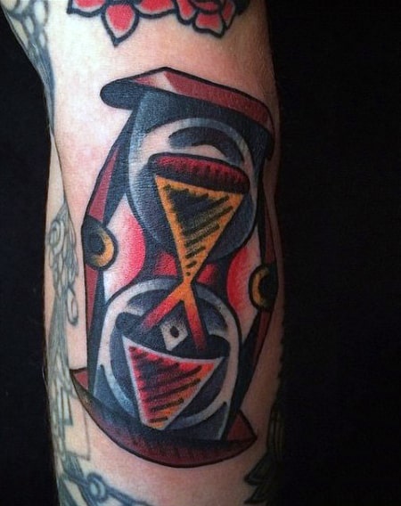 Hourglass tattoo design for men, idea 37