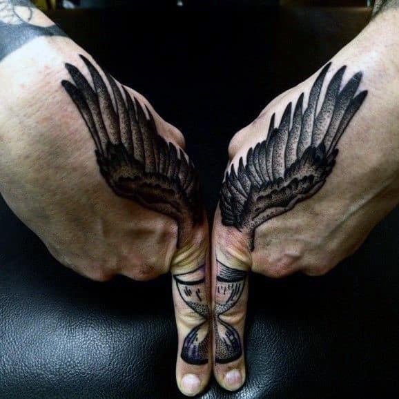 Hourglass tattoo design for men, idea 40