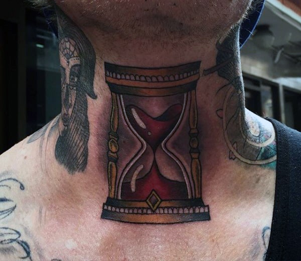 Hourglass tattoo design for men, idea 45